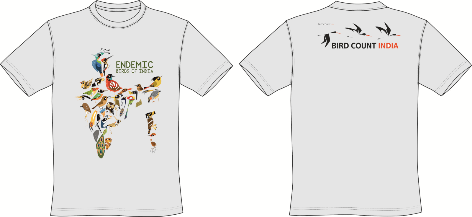 Endemic Birds of India T-shirts Bird Count India
