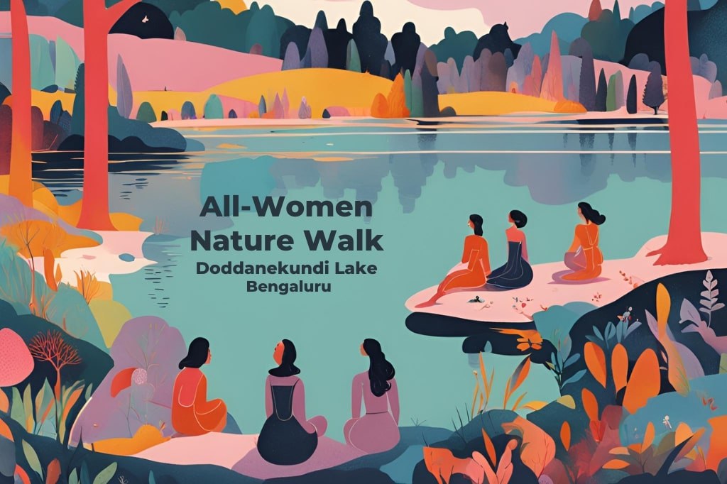 A colourful AI generated poster announcement for All Women Nature Walk in June 2024