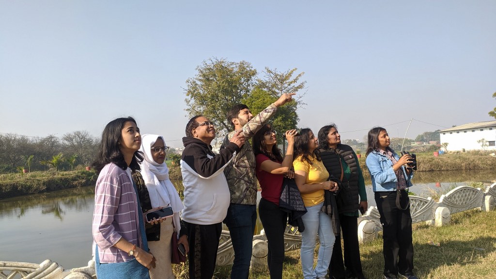 People Watching Birds during GBBC 2024 at Prayagraj
