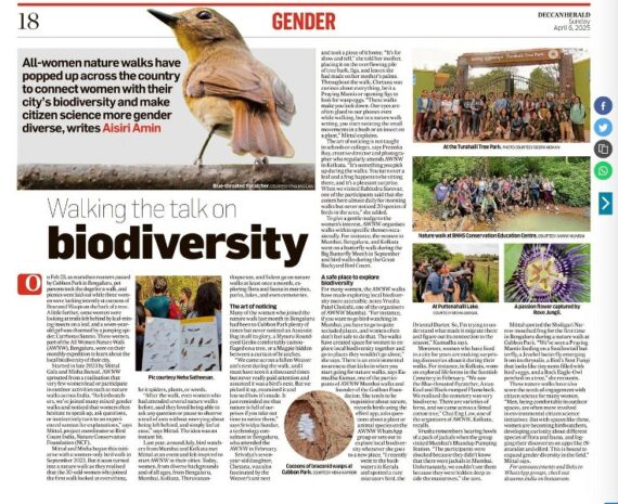 Newspaper article on All-Women Nature Walks highlighting their role in making biodiversity and citizen science more inclusive.